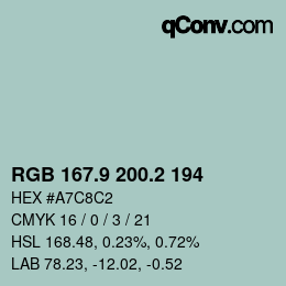 カラーコード: RGB 167.9 200.2 194 | qconv.com