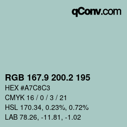 Color code: RGB 167.9 200.2 195 | qconv.com