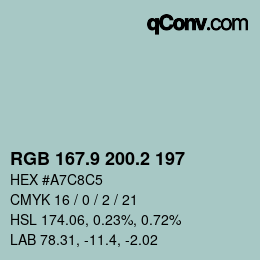 Farbcode: RGB 167.9 200.2 197 | qconv.com