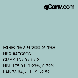 Color code: RGB 167.9 200.2 198 | qconv.com