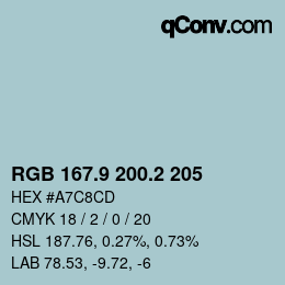 Color code: RGB 167.9 200.2 205 | qconv.com