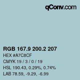Color code: RGB 167.9 200.2 207 | qconv.com