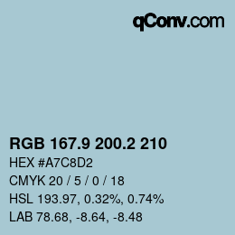 Farbcode: RGB 167.9 200.2 210 | qconv.com