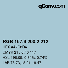 Color code: RGB 167.9 200.2 212 | qconv.com
