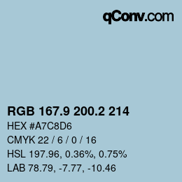 カラーコード: RGB 167.9 200.2 214 | qconv.com