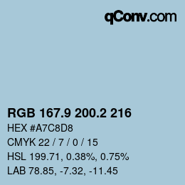 Color code: RGB 167.9 200.2 216 | qconv.com