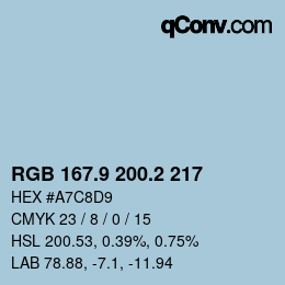Color code: RGB 167.9 200.2 217 | qconv.com