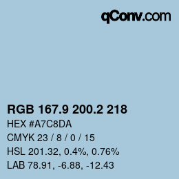 Color code: RGB 167.9 200.2 218 | qconv.com