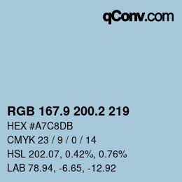 カラーコード: RGB 167.9 200.2 219 | qconv.com