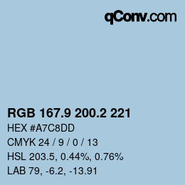 Farbcode: RGB 167.9 200.2 221 | qconv.com