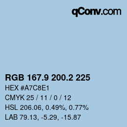 Color code: RGB 167.9 200.2 225 | qconv.com