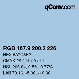 Color code: RGB 167.9 200.2 226 | qconv.com