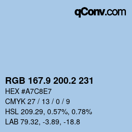 カラーコード: RGB 167.9 200.2 231 | qconv.com