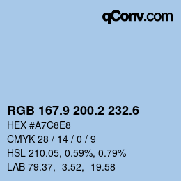 カラーコード: RGB 167.9 200.2 232.6 | qconv.com