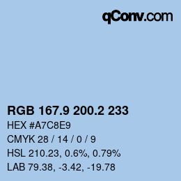 Color code: RGB 167.9 200.2 233 | qconv.com