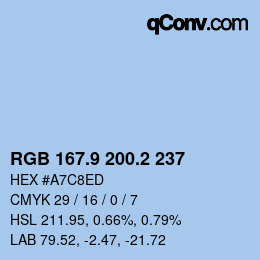 Farbcode: RGB 167.9 200.2 237 | qconv.com