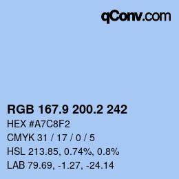 Color code: RGB 167.9 200.2 242 | qconv.com