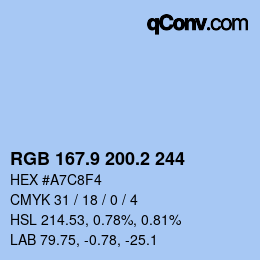 Color code: RGB 167.9 200.2 244 | qconv.com
