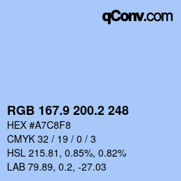 Color code: RGB 167.9 200.2 248 | qconv.com