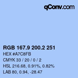 Color code: RGB 167.9 200.2 251 | qconv.com