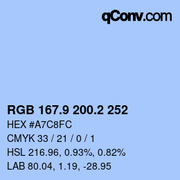 カラーコード: RGB 167.9 200.2 252 | qconv.com