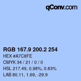 Color code: RGB 167.9 200.2 254 | qconv.com