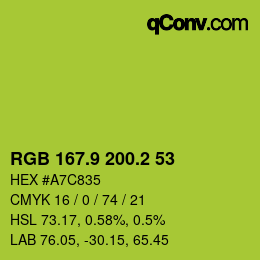 カラーコード: RGB 167.9 200.2 53 | qconv.com