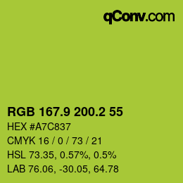 カラーコード: RGB 167.9 200.2 55 | qconv.com