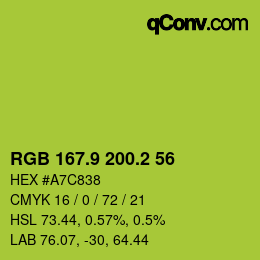 カラーコード: RGB 167.9 200.2 56 | qconv.com