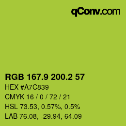 カラーコード: RGB 167.9 200.2 57 | qconv.com