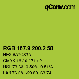 カラーコード: RGB 167.9 200.2 58 | qconv.com