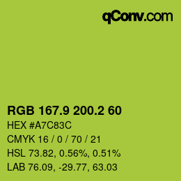 カラーコード: RGB 167.9 200.2 60 | qconv.com