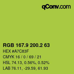 カラーコード: RGB 167.9 200.2 63 | qconv.com