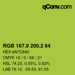 カラーコード: RGB 167.9 200.2 64 | qconv.com