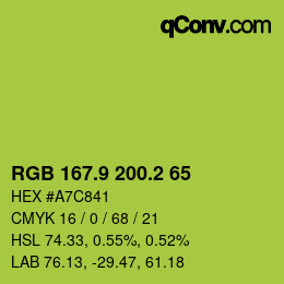 カラーコード: RGB 167.9 200.2 65 | qconv.com
