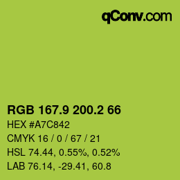 カラーコード: RGB 167.9 200.2 66 | qconv.com