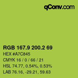 カラーコード: RGB 167.9 200.2 69 | qconv.com