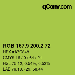 カラーコード: RGB 167.9 200.2 72 | qconv.com