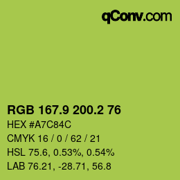 カラーコード: RGB 167.9 200.2 76 | qconv.com
