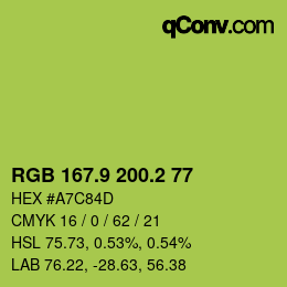 カラーコード: RGB 167.9 200.2 77 | qconv.com