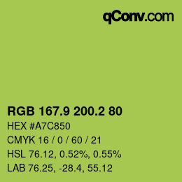 カラーコード: RGB 167.9 200.2 80 | qconv.com