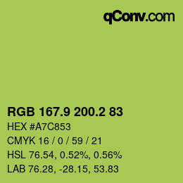 カラーコード: RGB 167.9 200.2 83 | qconv.com