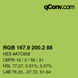 カラーコード: RGB 167.9 200.2 88 | qconv.com