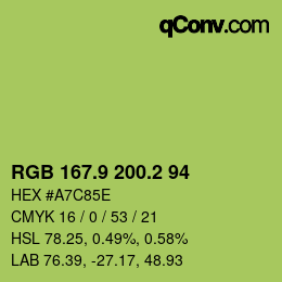 カラーコード: RGB 167.9 200.2 94 | qconv.com