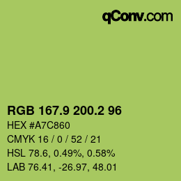 カラーコード: RGB 167.9 200.2 96 | qconv.com
