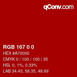 Color code: RGB 167 0 0 | qconv.com