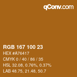 Color code: RGB 167 100 23 | qconv.com