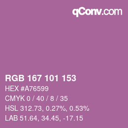 颜色代码: RGB 167 101 153 | qconv.com