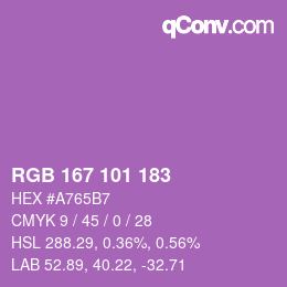 カラーコード: RGB 167 101 183 | qconv.com