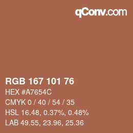 Color code: RGB 167 101 76 | qconv.com